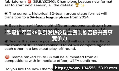 欧冠扩军至36队引发热议瑞士赛制能否提升赛事竞争力